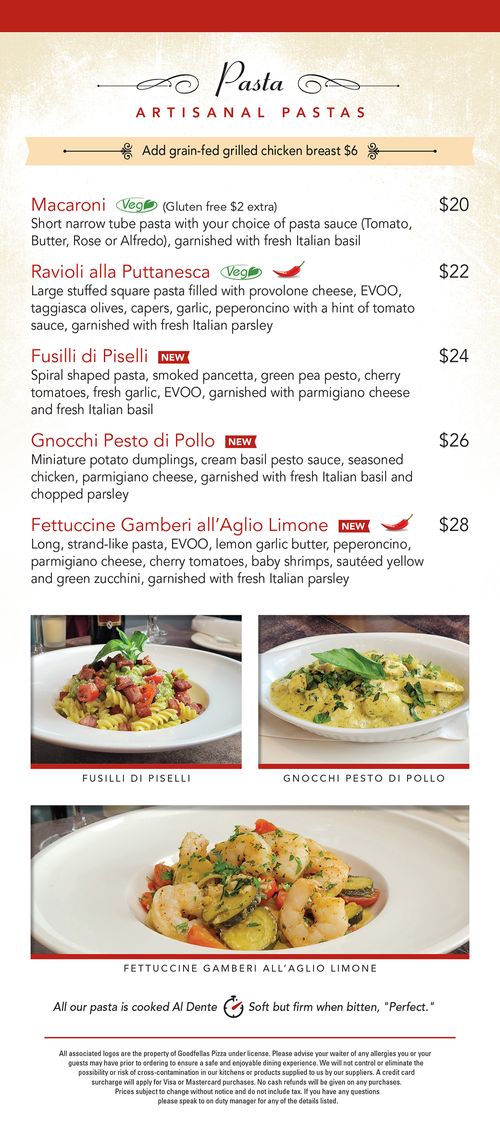 Goodfellas Wood Oven Pizza | Menu